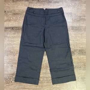 Classiques Entier Womens Dark Gray Pants Cropped Cuffed Linen Blend Stretch Sz 4